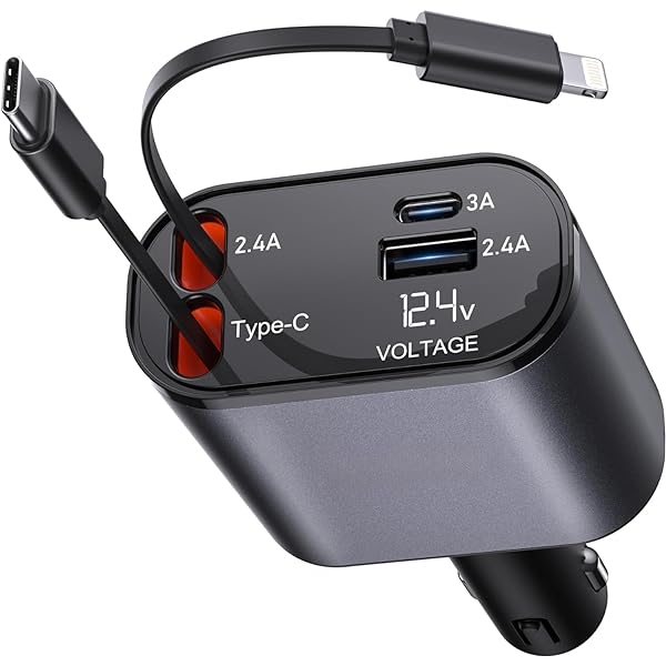 4-in-1 Retractable Car Charger | NeraCoda Pakistan