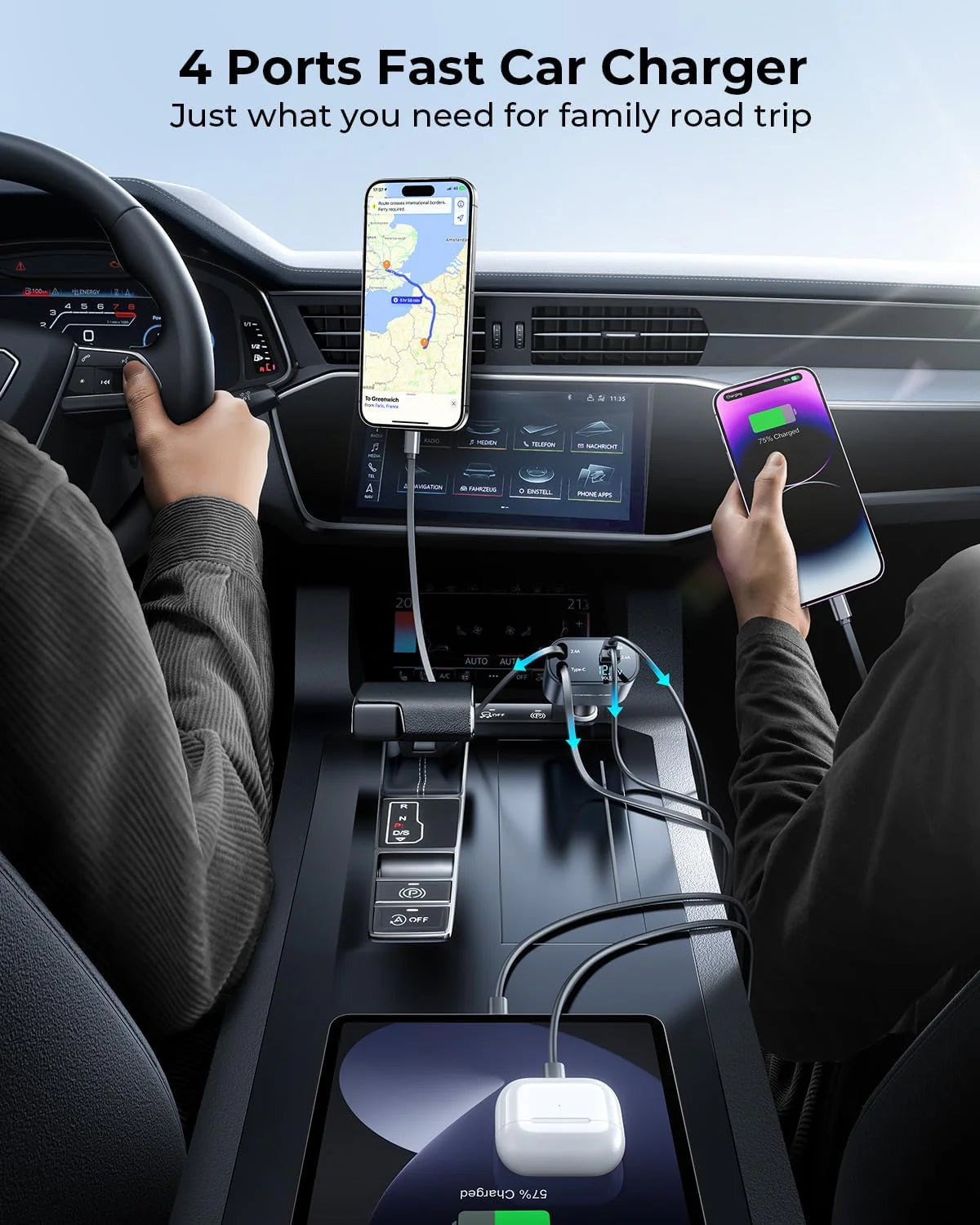 4-in-1 Retractable Car Charger | NeraCoda Pakistan