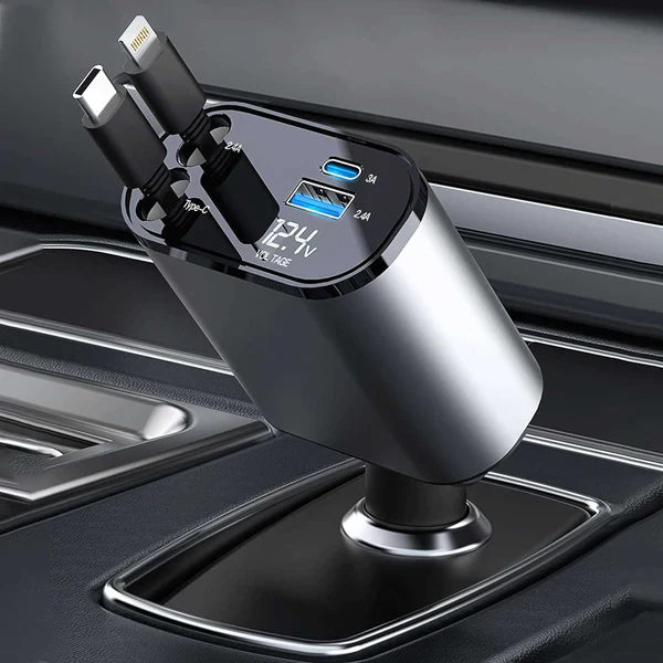 4-in-1 Retractable Car Charger | NeraCoda Pakistan