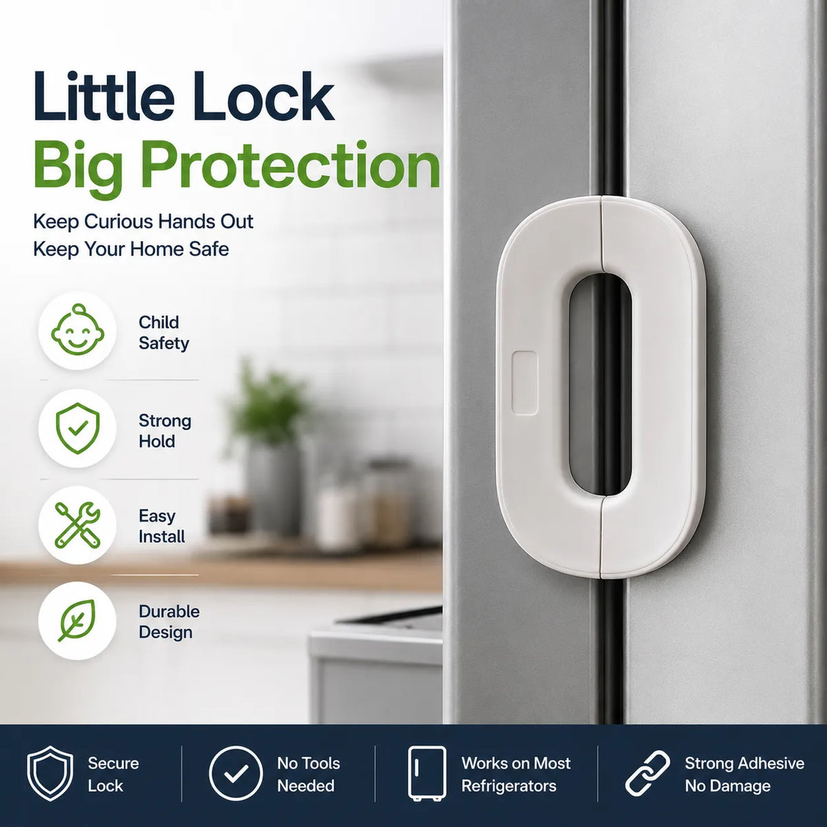 Self-Adhesive Fridge Lock Latch | Child Safety Lock | NeraCoda