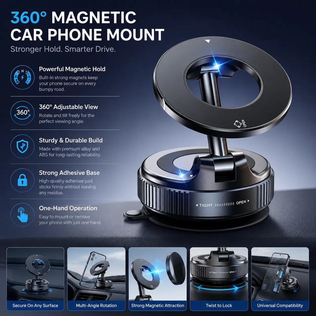 Magnetic & Vacuum Suction Phone Mount | NeraCoda Pakistan